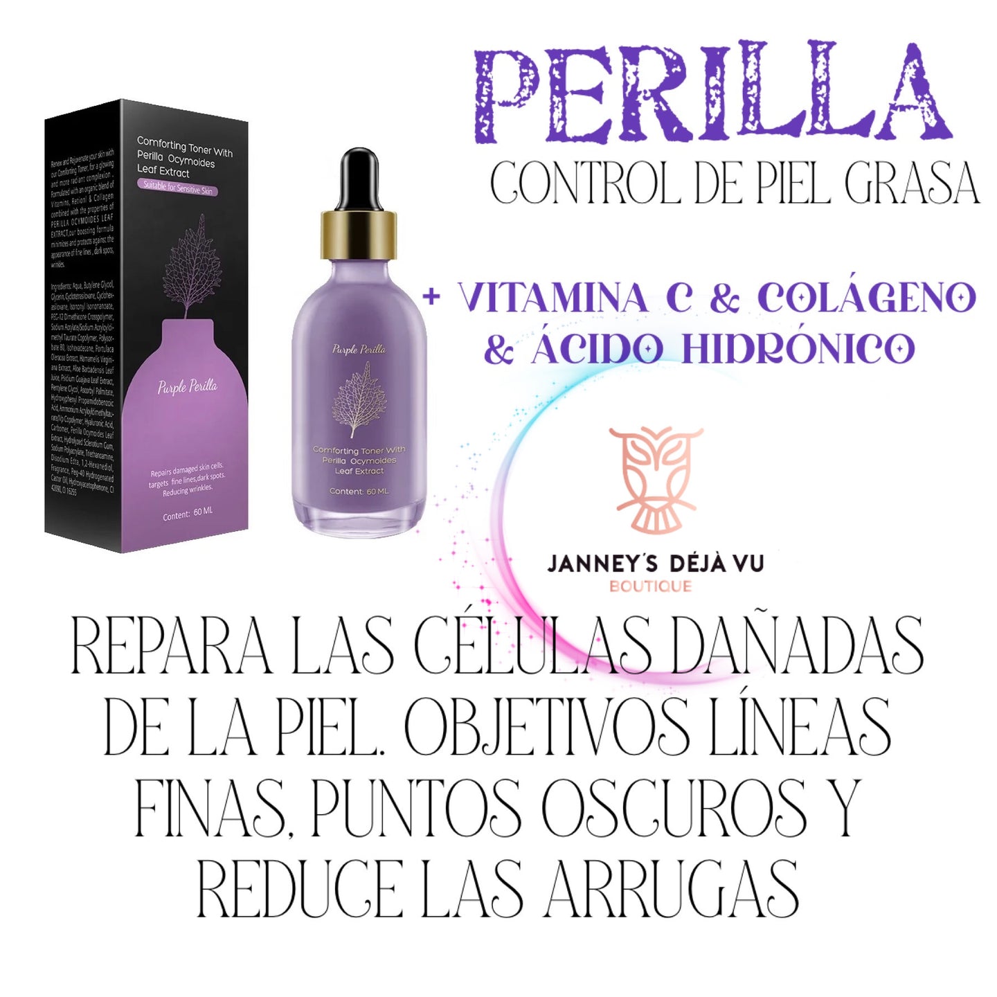 PERILLA (OIL CONTROL) + WITCH HAZEL ,VITAMIN C , COLLAGEN , HYDRONIC ACID SERUM