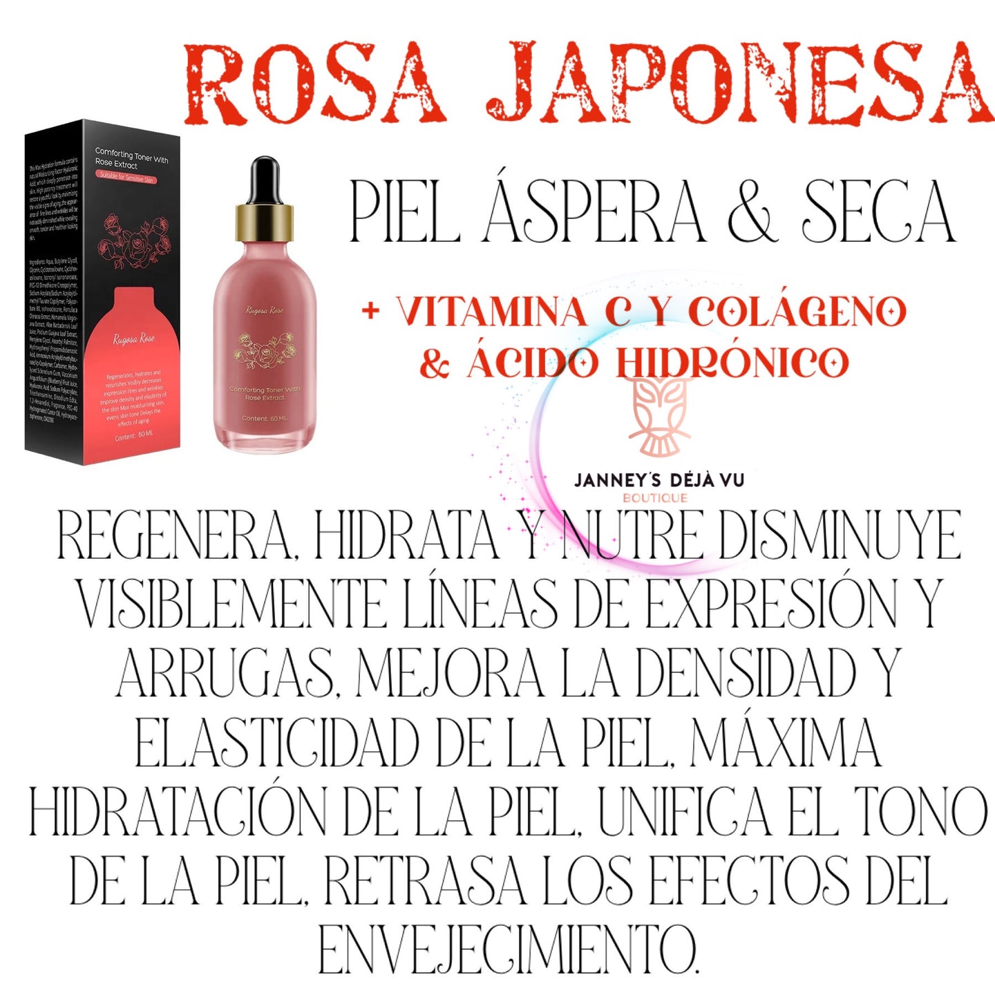 RUGOSA ROSE FOR ROUGH SKIN + VITAMIN C , COLLAGEN , HYDRONIC ACID SERUM