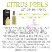Load image into Gallery viewer, CITRUS PEEL FOR OILY SKIN , DARK SPOTS VITAMIN C , COLLAGEN , HYDRONIC ACID)
