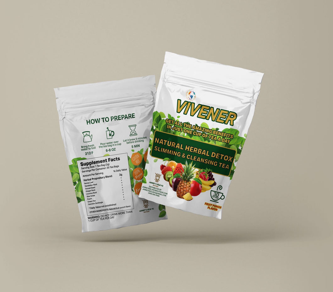 NEW 1 BAG OF VIVENER DETOX TEA with 30 baggies inside (FOR SENSITIVE STOMACH) SOFTER VERSION 🌱with extra ginger and ginger aftertaste ✅FOR MORE IMMUNE SUPPORT BOOST